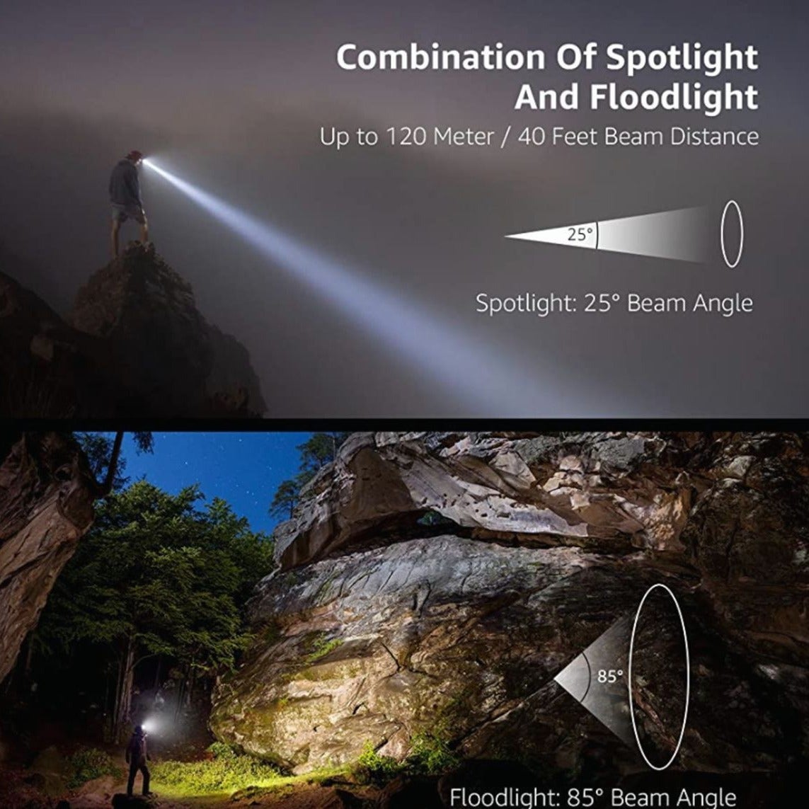 Pack de 2 potentes faros delanteros con luz roja, iluminación exterior, recargables, 6 modos, impermeables, para camping e iluminación de emergencia - 8