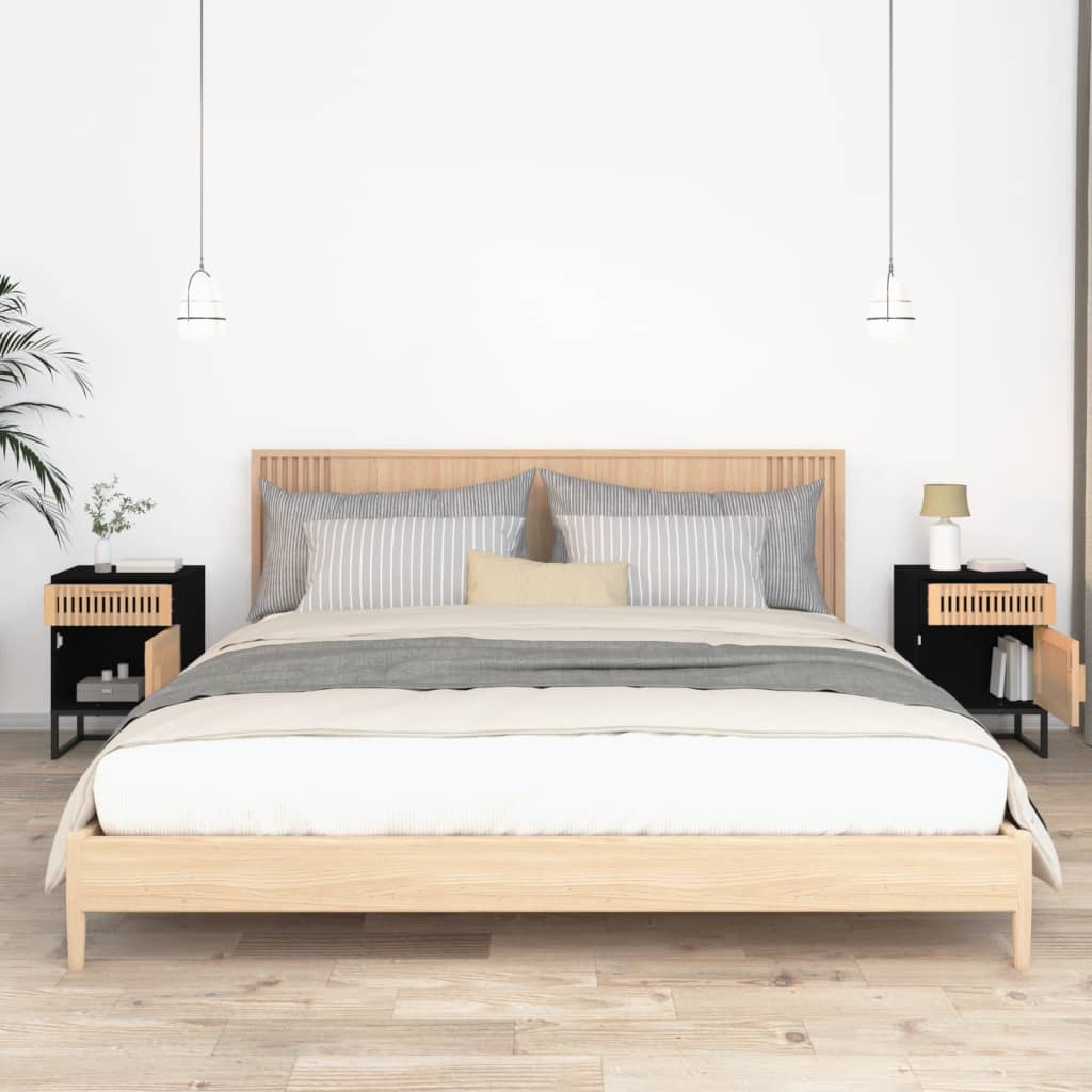 Tables de chevet 2 pcs noir 40x30x55,5cm bois ingénierie et fer vidaXL - 4