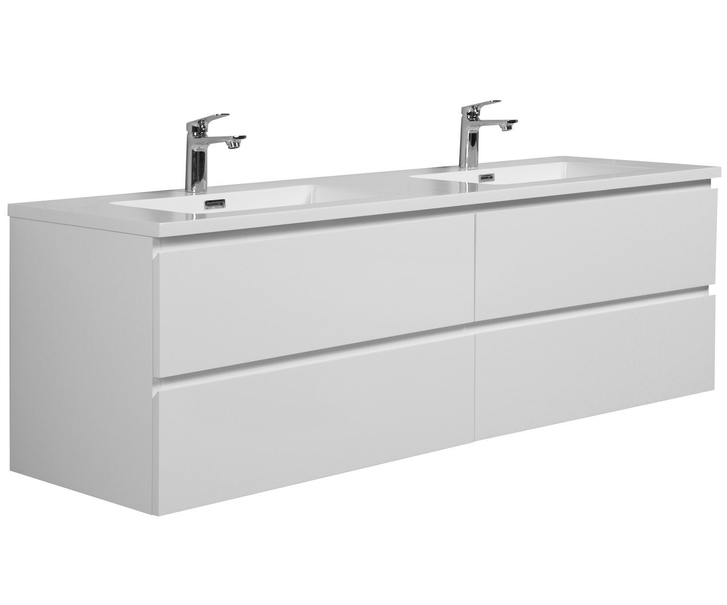 Meuble de salle de bain Angela 160 cm lavabo blanc brillant – Armoire