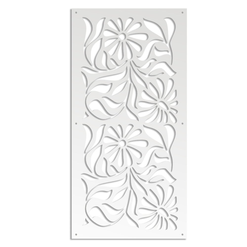 ROŚLINY - Panel perforowany PCV - Parasol przeciwsłoneczny - Rozmiar 73x148 cm - Grubość 1 cm - Kolor BIAŁY