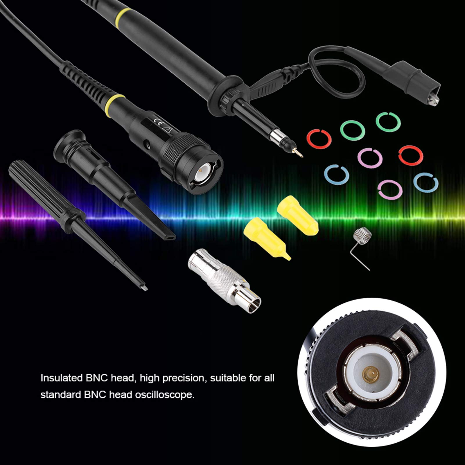 Sonda Oscilloscopio BNC P4250 250MHz 100x – Alta Tensione 2000Vp-p Con Accessori E Anelli Colorati