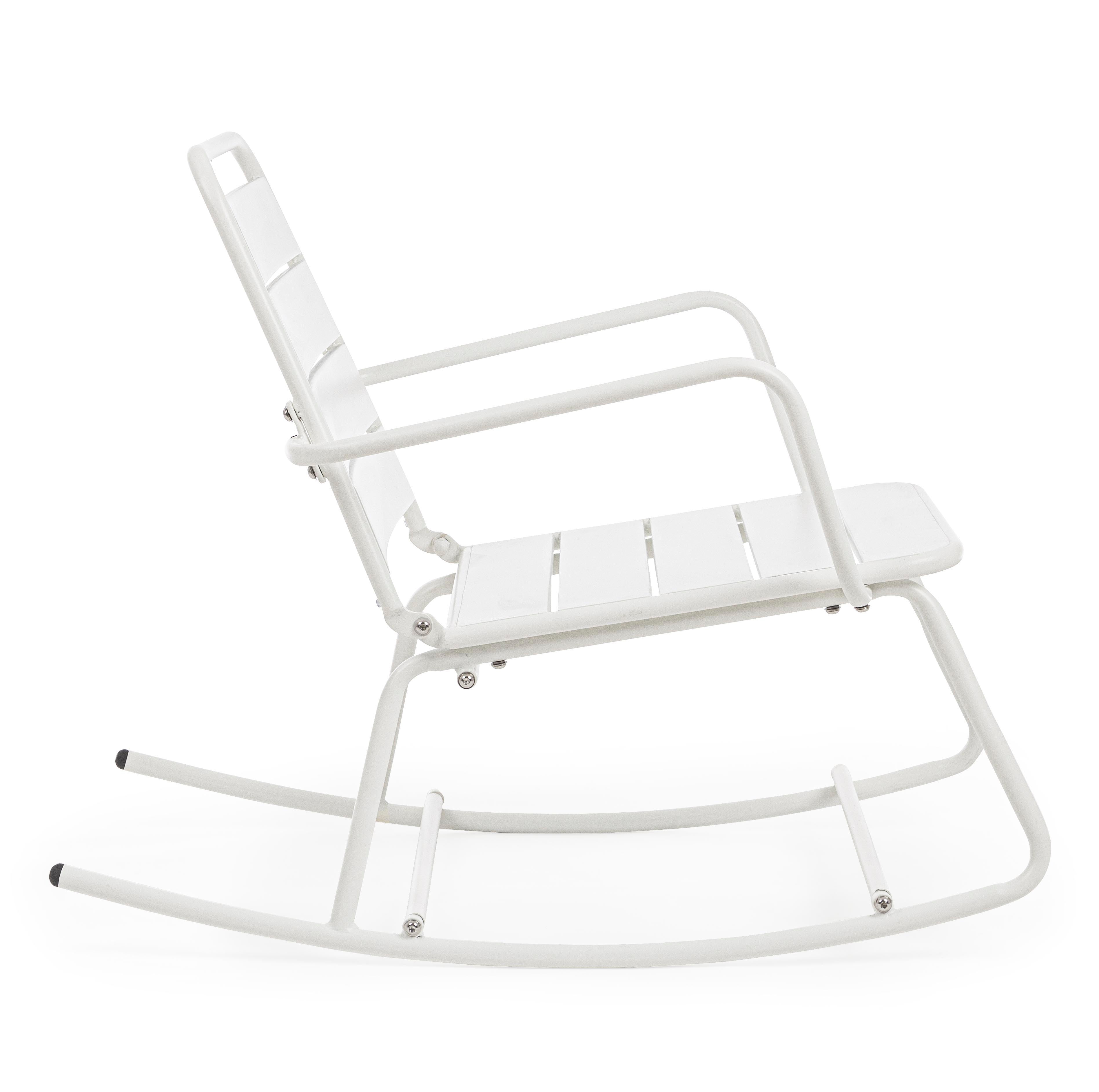Fauteuil à bascule de jardin 63x90x74 cm en acier blanc - LAAPS - 3