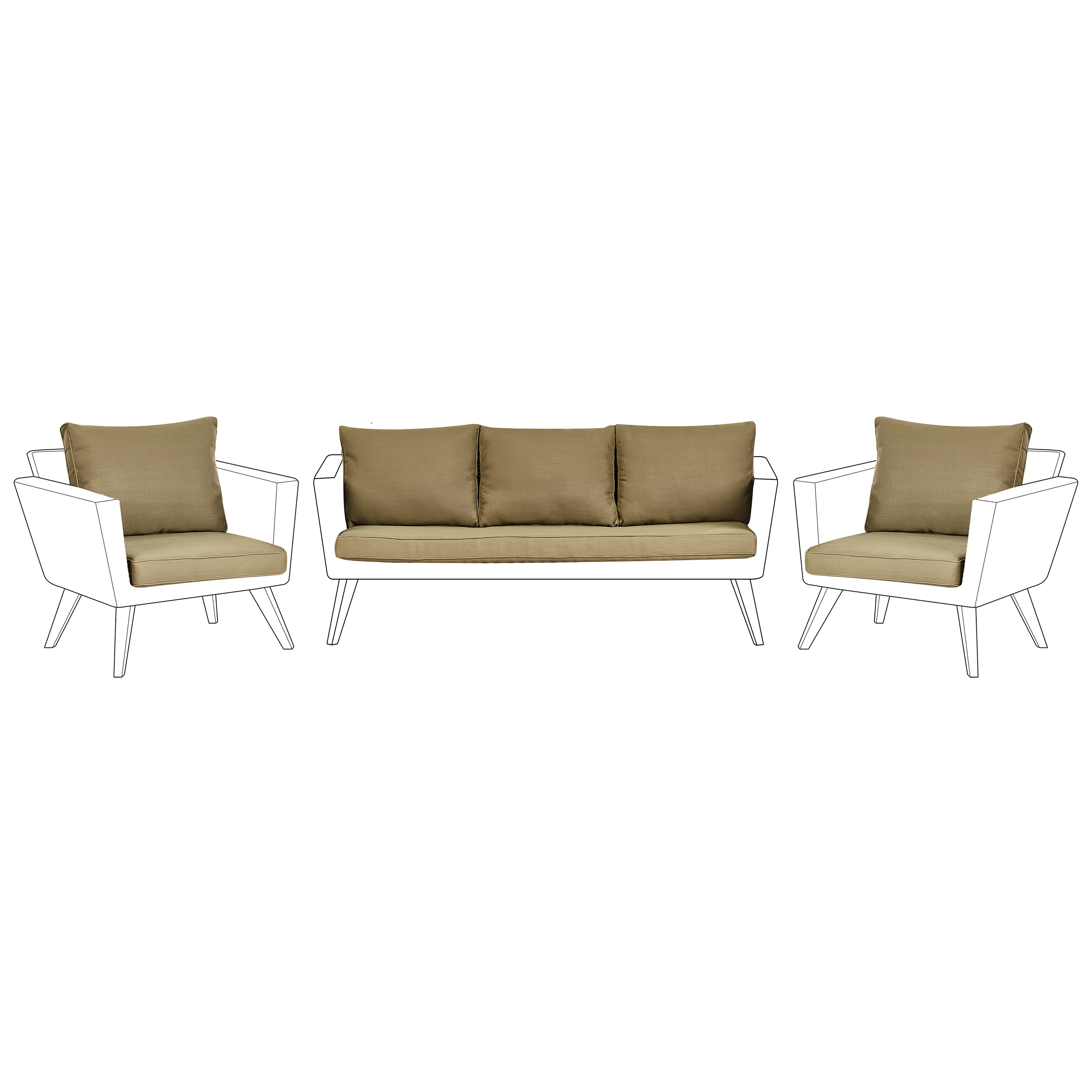 Ensemble de housses de coussins d'extérieur VITTORIA Blanc cassé