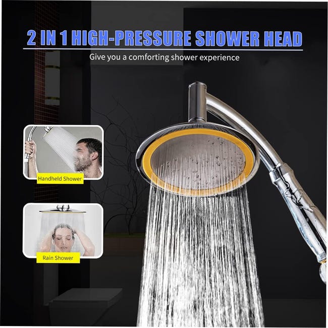 Soffione doccia a pioggia ad alta pressione da 15,2 cm, con Soffione doccia a pioggia ad alta pressione da 15,2 cm, con