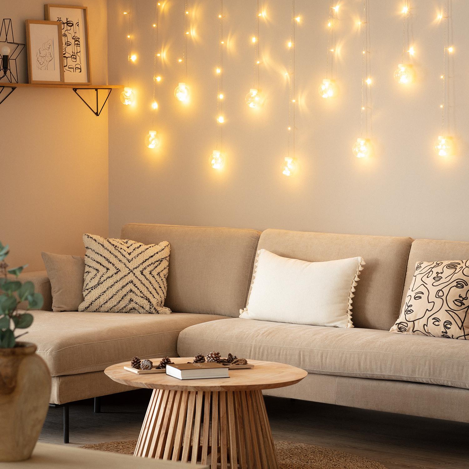 Rideau Boules Suspendues LED 3.6W 2.5m 3000K Blanc chaud | Idéal pour Noël - 5