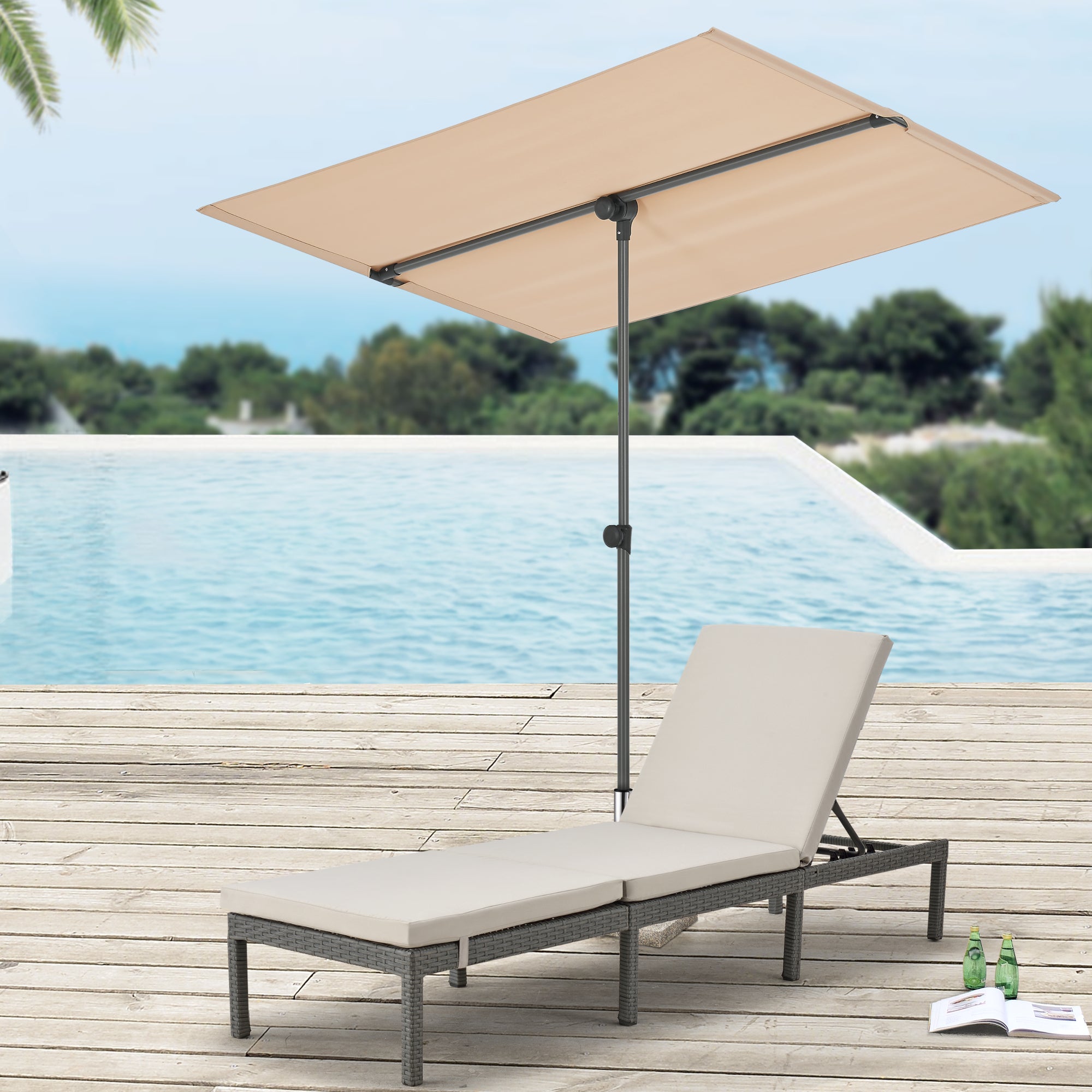 Parasol Carsoli inclinable à 360° rectangulaire 180 x 130 cm sable [pro.tec] - 2
