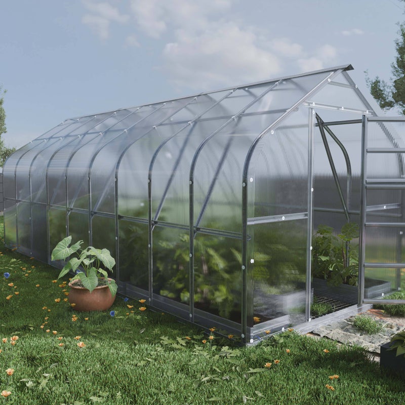 Szklarnia KLASIKA Standard 15 m2, 2,5 m x 6 m, 4 mm z pokryciem z poliwęglanu (z 3 automatycznymi otwieranymi dachami) 1szt.