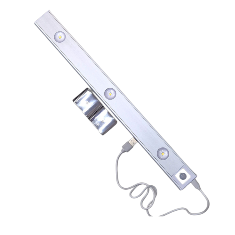 Lampe LED Rechargeable 60 Cm – Détecteur De Mouvement – Argent – Installation Facile