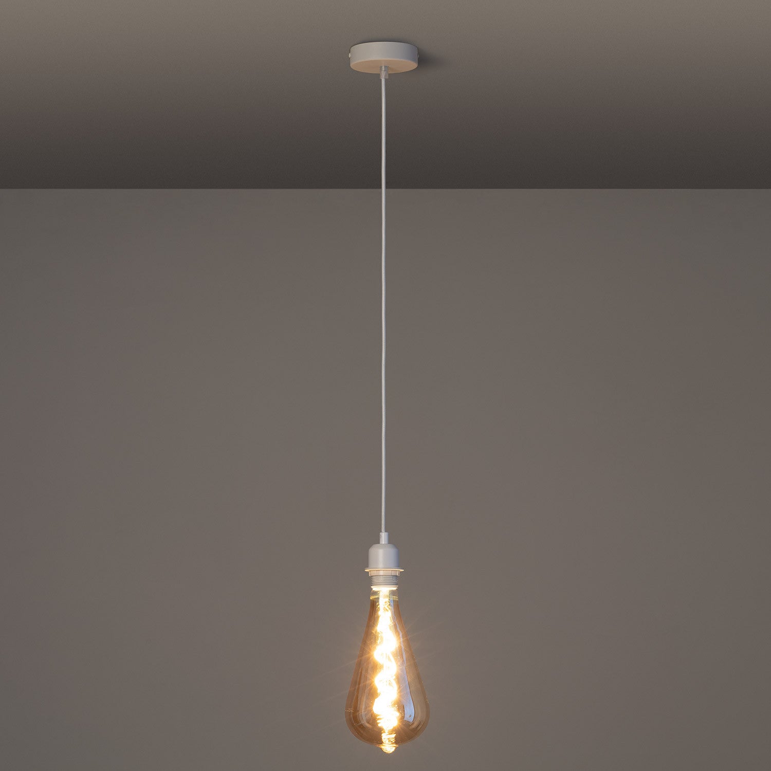 Lustre Suspension avec Câble Textile Blanc sans Abat-jour, Blanc, Fer,Textile, E27, IP20, 1620 mm x Ø100 mm - 7