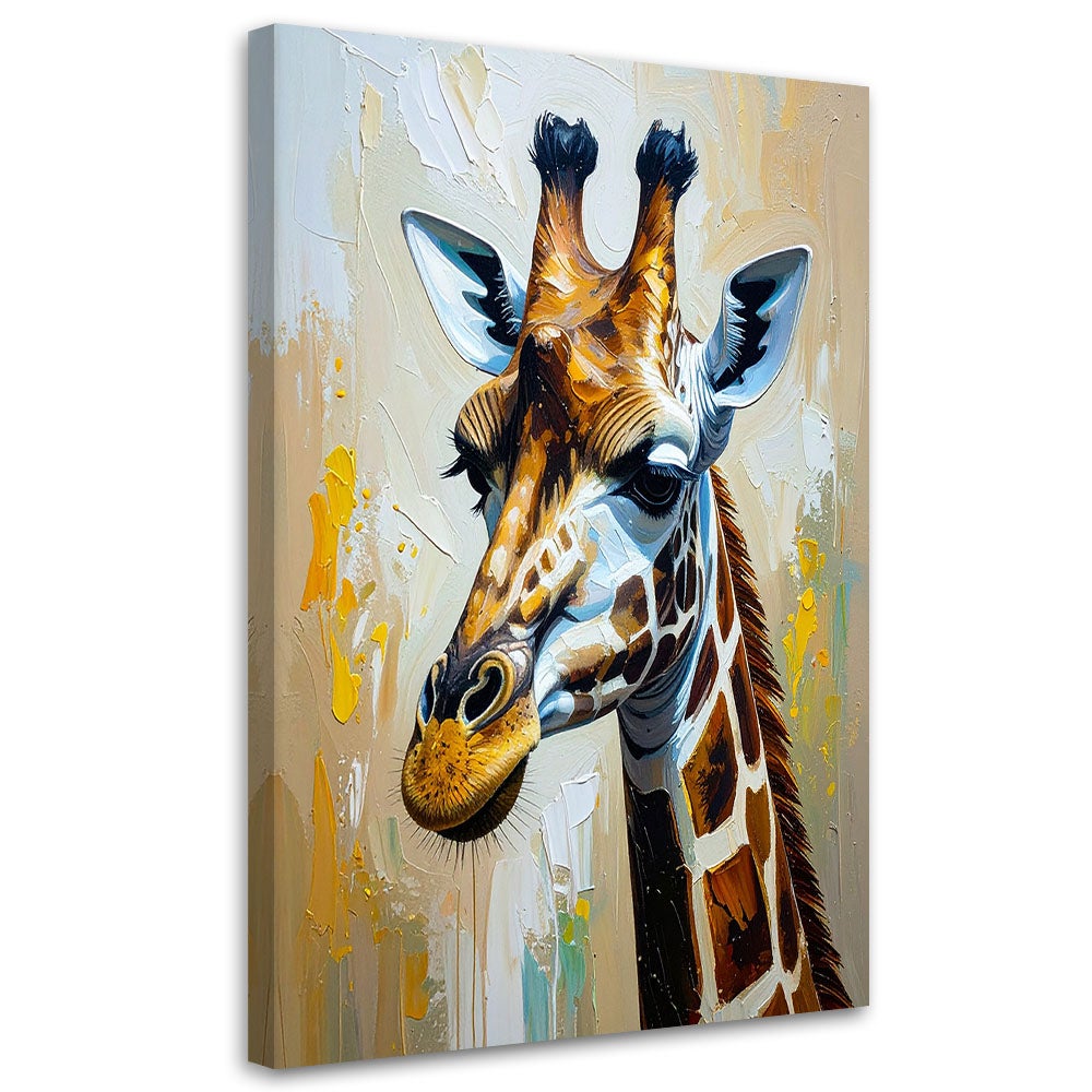 Tableau Huile Sur Toile – Girafe Surréaliste, 80x40cm, Original Signé