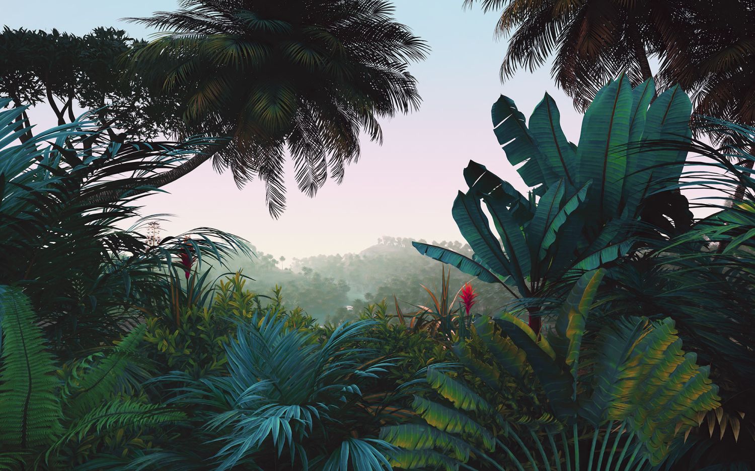 Fotomural jungla verde y azul petroleo - 400 x 250 cm - komar