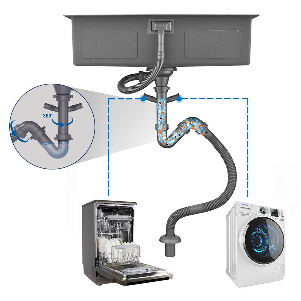 AuraLum Max Évier Cuisine 1 Bac 70*44*19CM Évier Montage à Encastrer,à Fleur/Sous-Plan Acier Inox 304 Évier Brossé avec Siphon/Trop-Plein,EU Modèle - 2