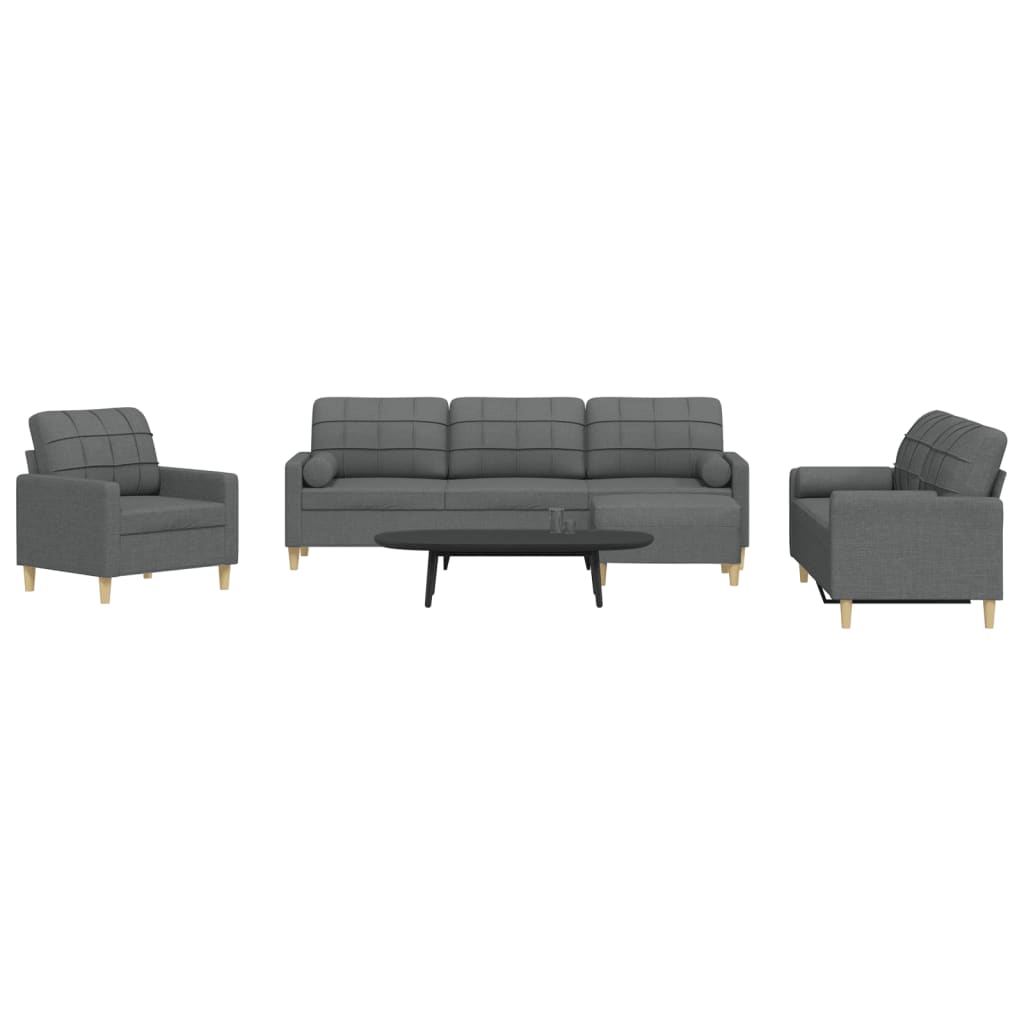 Ensemble De Canapés 3 Pcs Repose-pied Et Coussins Décoratifs
