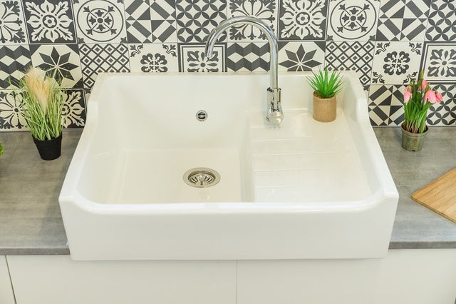 Evier ceramique Timbre d'office Tradition Blanc 80cm