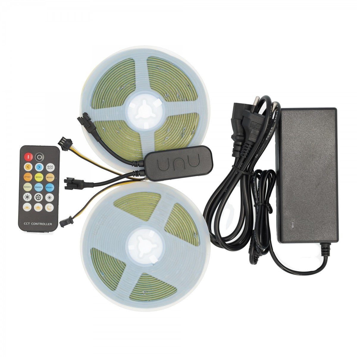 Zestaw 2x5m taśma led COB CCT 24V + Kontroler + Pilot + Transformator.