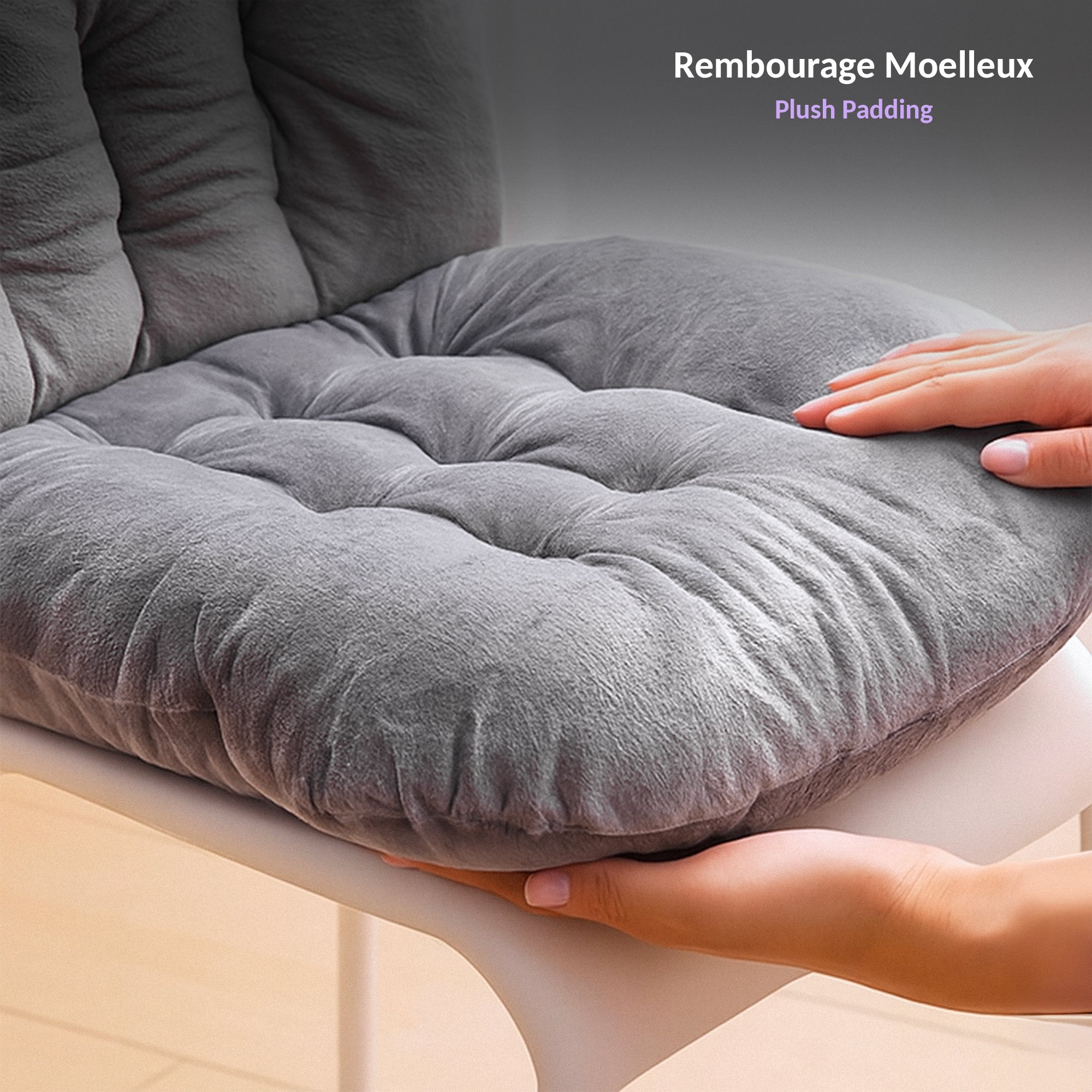 FISHTEC - Coussin d'assise avec dossier - rembourrage 6 cm - velours doux - base antiderapante - fixation cordons et elastique - confort durable - 4