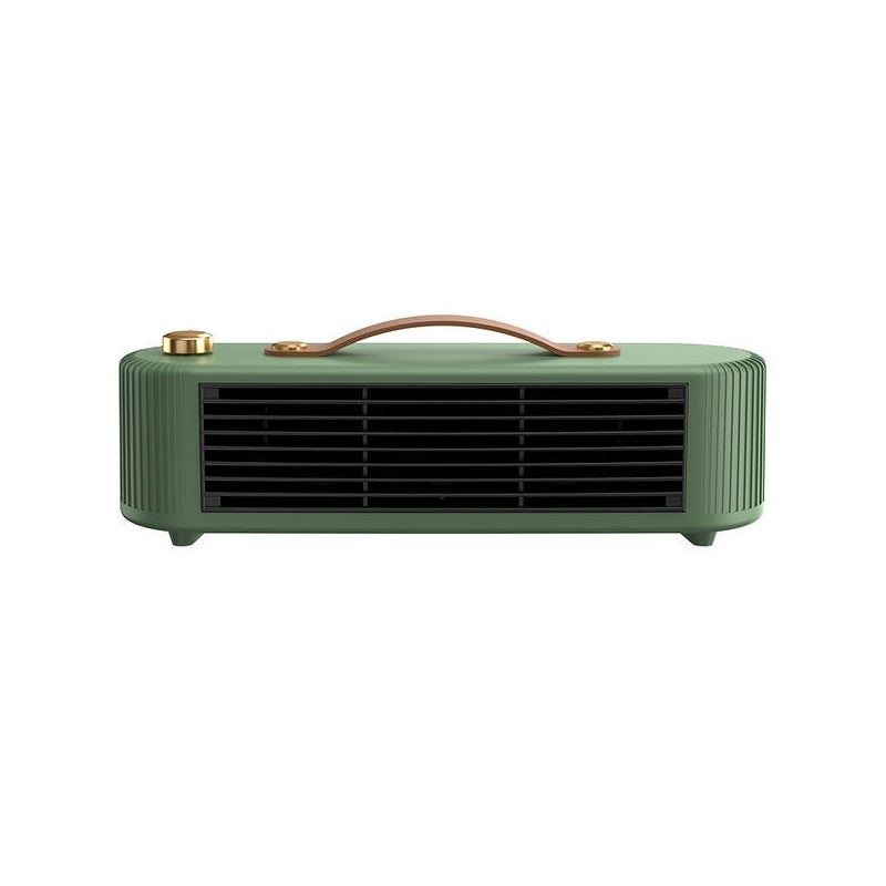 Elektryczny grzejnik o niskim zużyciu energii – 2 ciche tryby pracy, ceramiczny termowentylator – regulowany termostat – 800 W – zielony (27,5 x 9 x 8