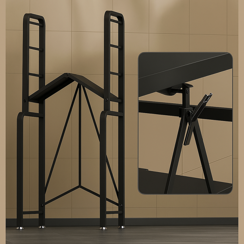 Étagère de Dessus de Machine à Laver  Métal Noir  3 Niveaux  Pliable  152,5 x 71 x 50 cm - 3