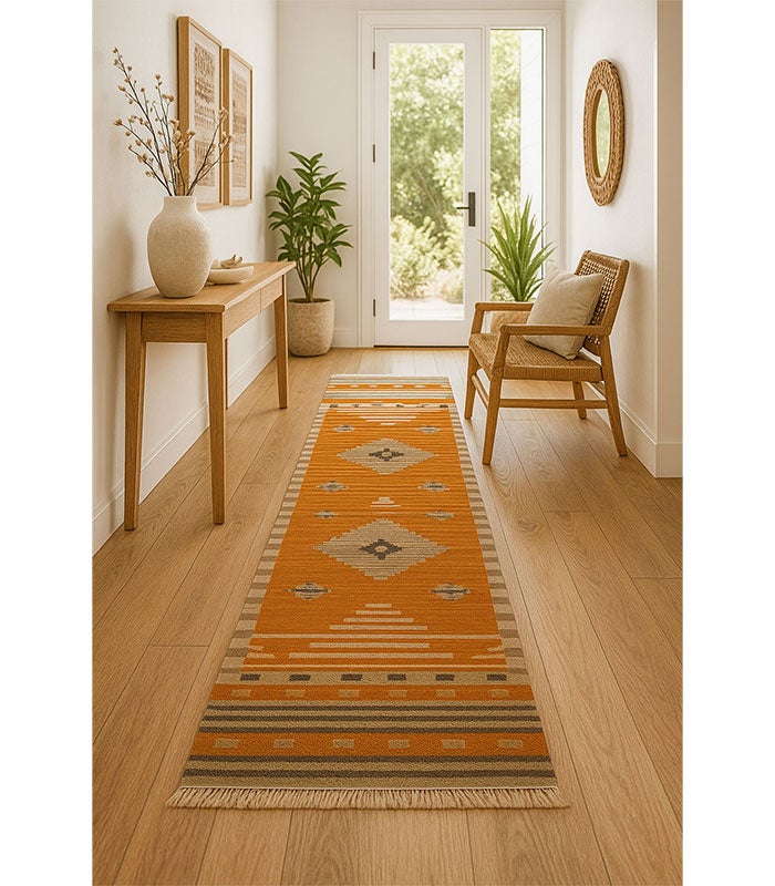 Hamid - KILIM AZTECA 250x80 - Tapis de salon Kilim, tissé à la main, 100 % laine, salon Kilim, chambre, salle à manger - 2