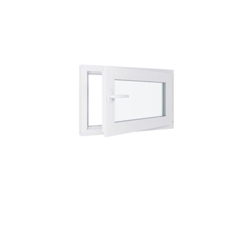 Finestra In PVC Bianca 80x75 Cm - Vetro Camera, Apertura Sinistra, Per Casa E Ufficio