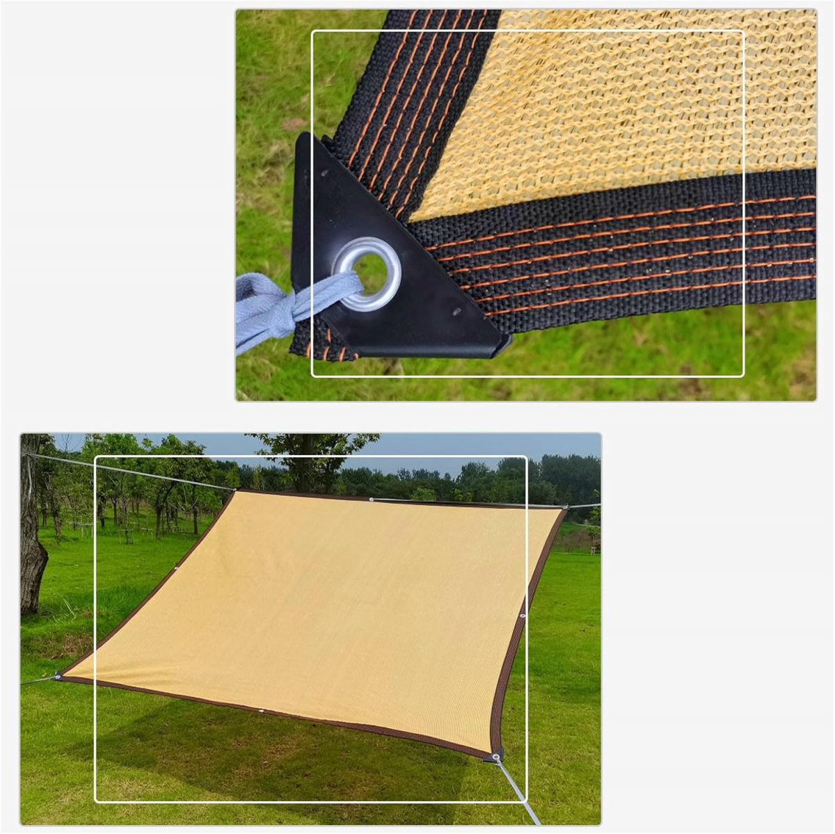 Voile d'Ombrage PEHD Haute Densité, Bloque 90% UV, Respirant, Anti-Déchirure, avec Œillets Aluminium, 4x6m - 6
