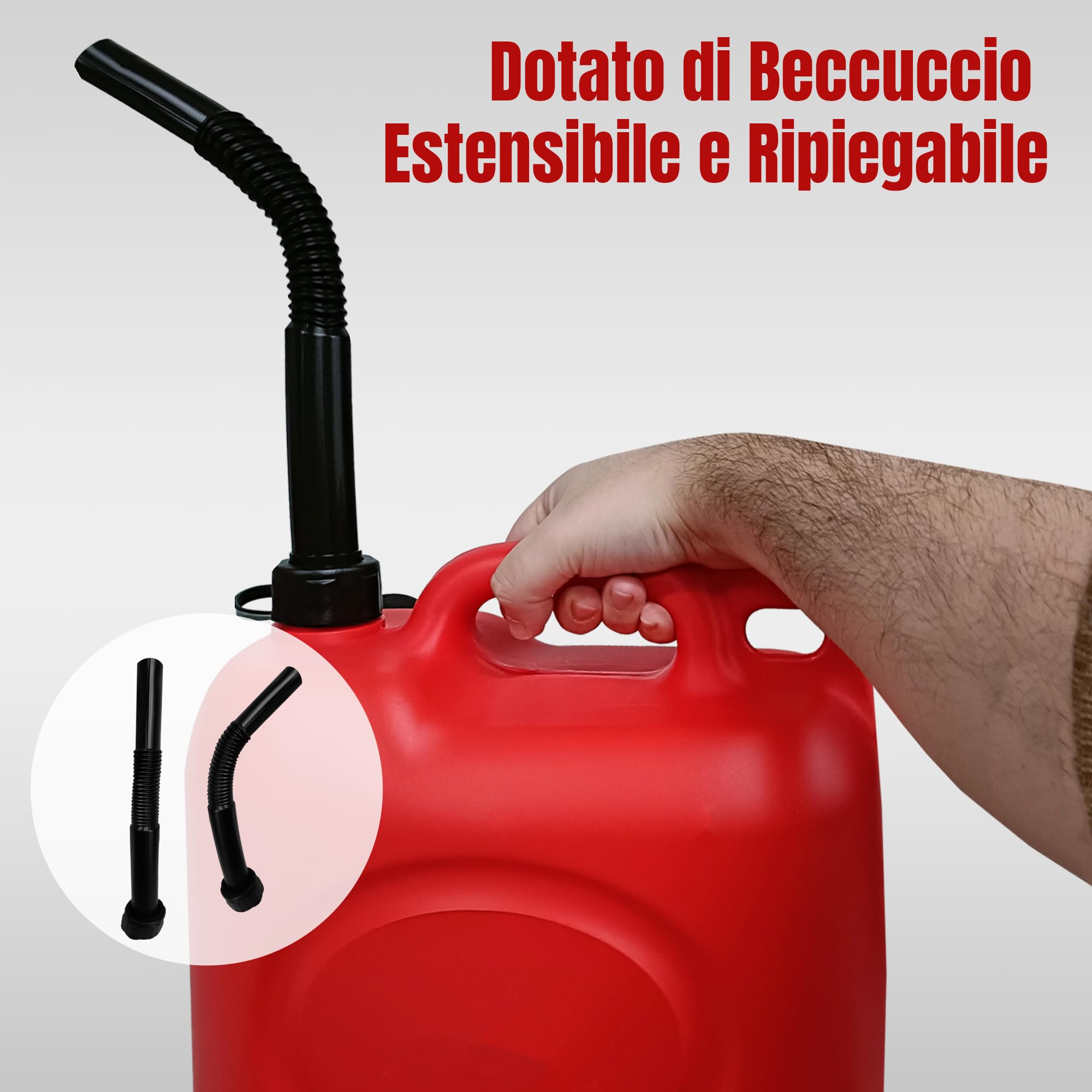 Tanica Benzina E Diesel 10 Litri In Plastica Resistente - Rosso Con Beccuccio Avvitabile - Per Acqua, Olio, Carburante