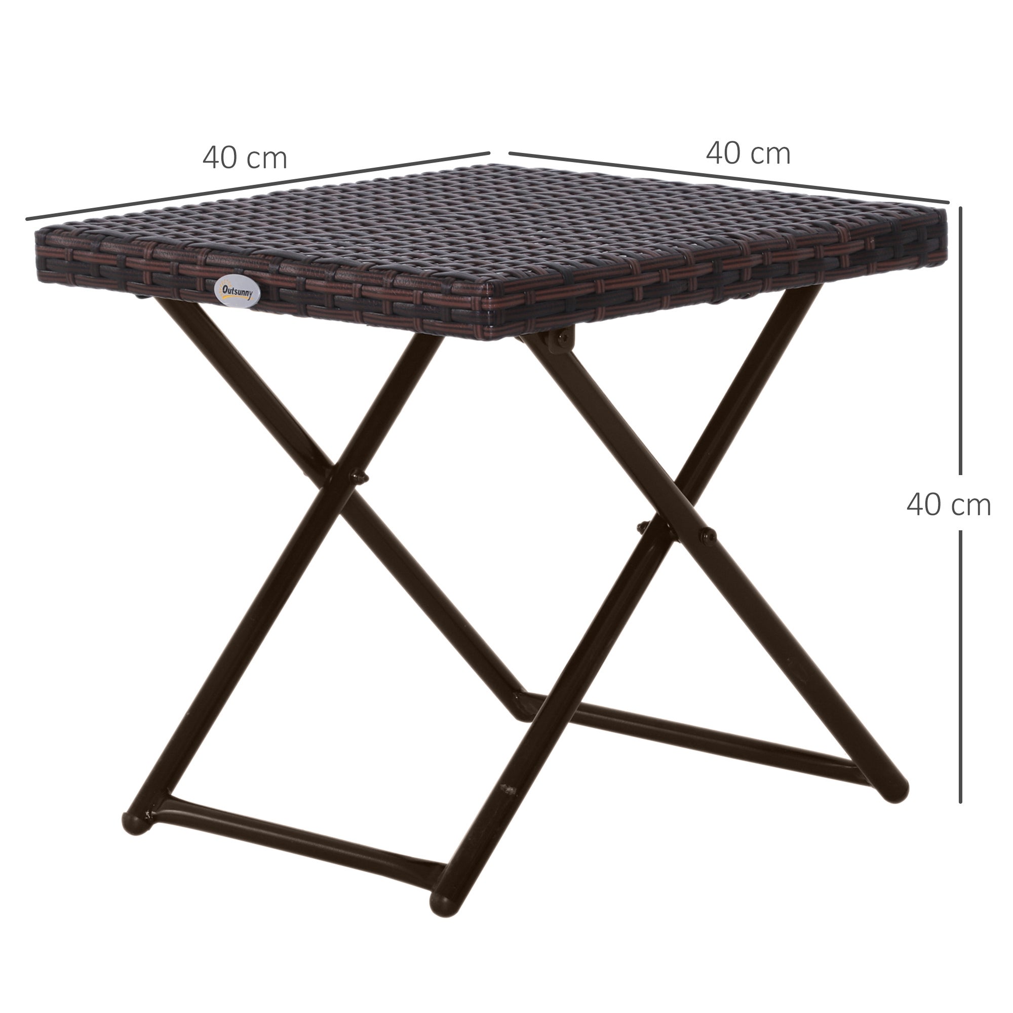 Table basse de jardin carré en Résine Marron - 3