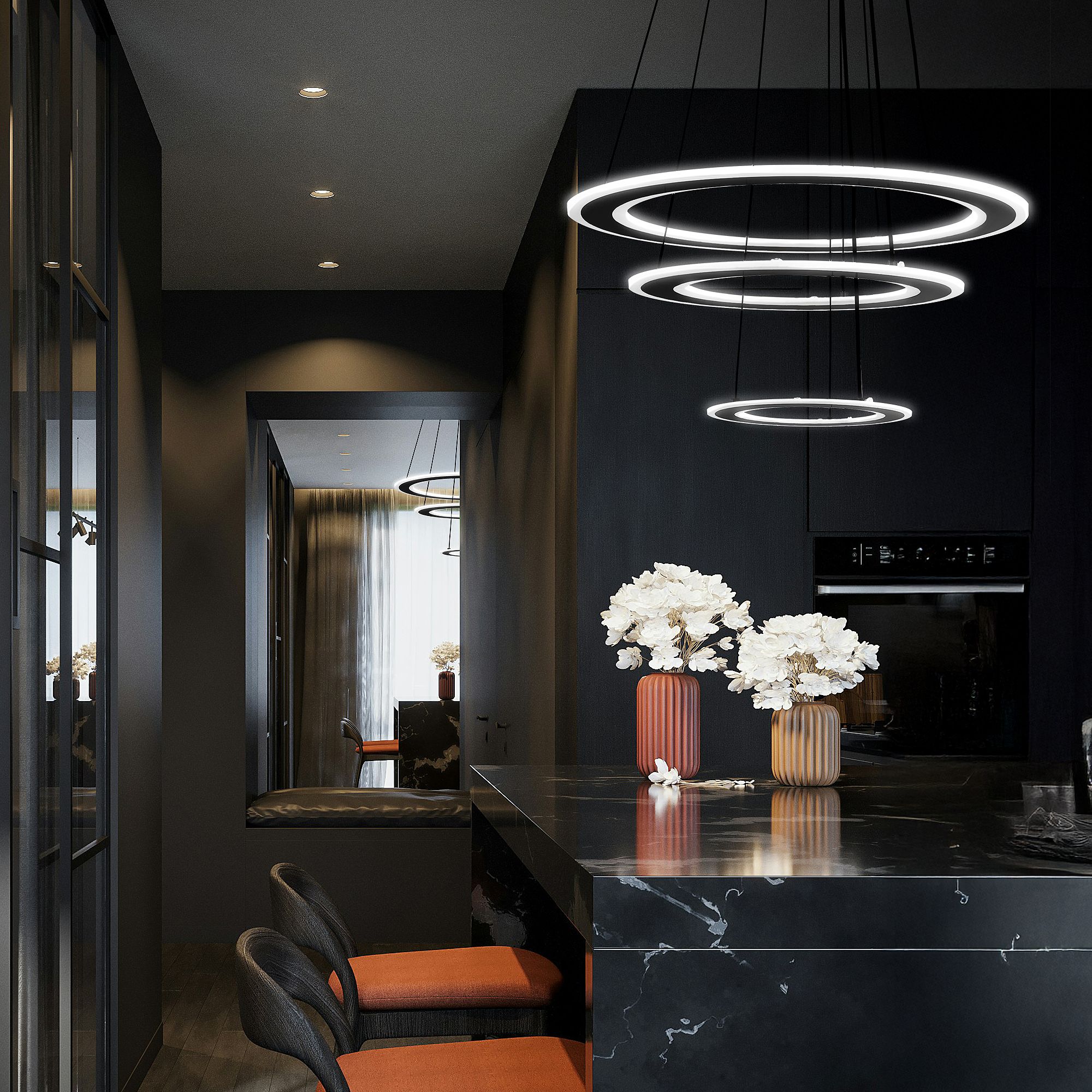 Lampa Sufitowa Wisząca Led Toolight Led G040-3Cp Czarny - 2