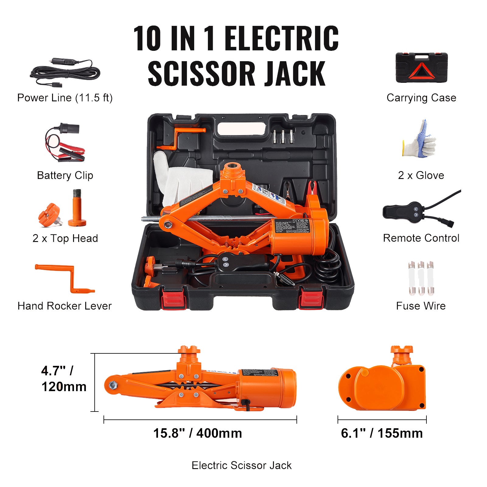 Macaco Elétrico SucceBuy Carro 3 T, Macaco de Tesoura Compacto para Reparações Automotivas, Prático e Fiável - 9