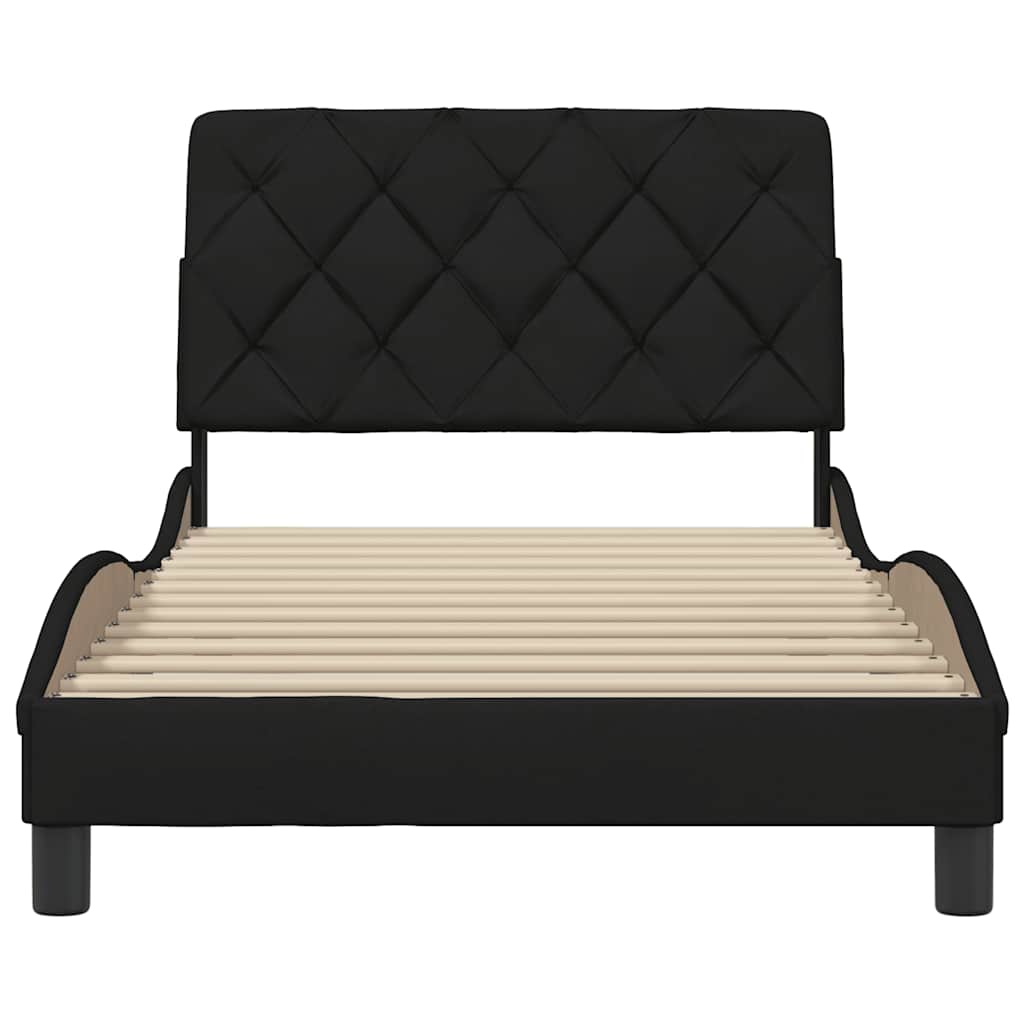 Cadre de lit sans matelas noir, tissu, pour la chambre, 100 × 200 cm - 5