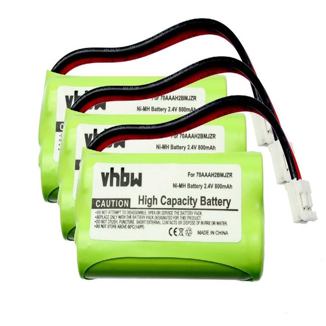 Batterie Remplacement Pour Téléphone Fixe Sans Fil – Lot De 3, 800 MAh, 2,4V NiMH, Modèles 2SN-AAA55H/60H