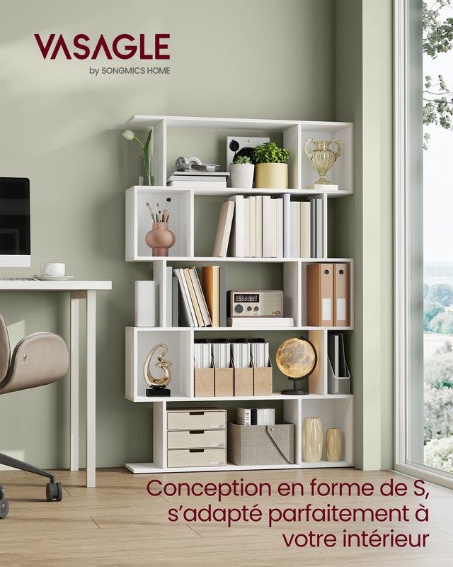 Bibliothèque Style Industriel 5 Niveaux – Bois – Meuble Rangement Ouvert 158 Cm
