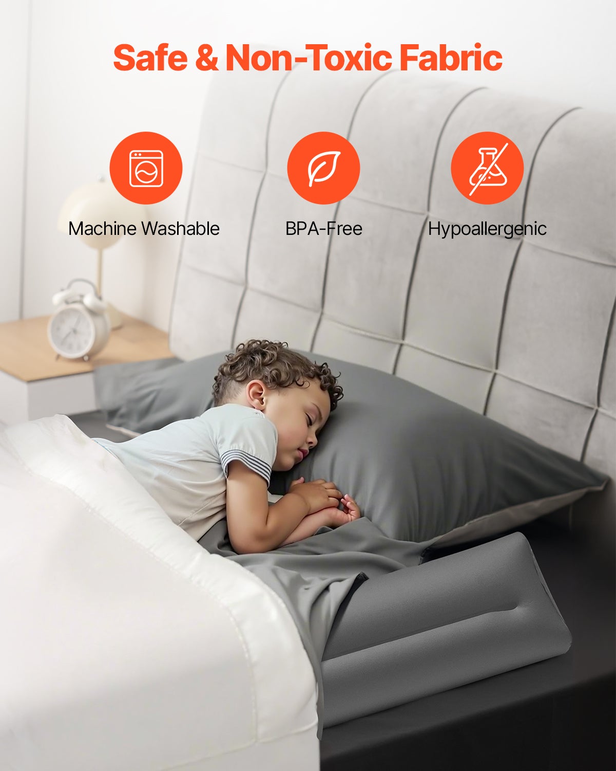 Tour de Lit Bébé,VEVOR 1323 mm,Barrière Gonflable de Sécurité,Pare-chocs TPU Léger,Lot de 2,pour Lits Jumeaux,Complets,Queen,King - 5