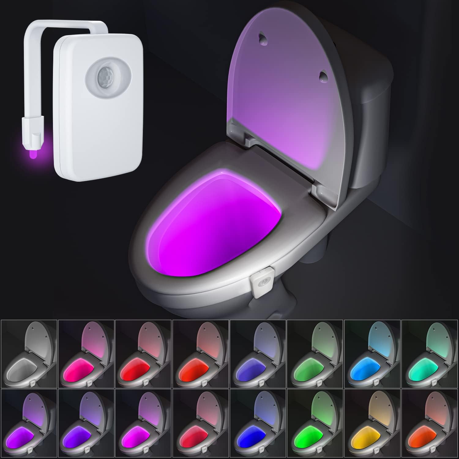 Lampa toaletowa LED - Lampa toaletowa wewnętrzna, lampka do sedesu z czujnikiem ruchu i wodoodporna
