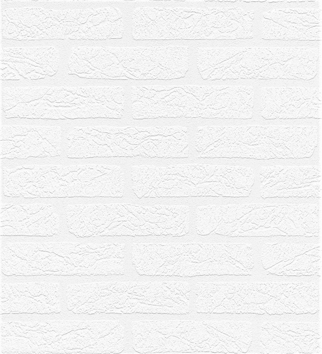 Papel pintado muro de ladrillos blanco 3D repintable alto relieve - Capitol Street 421612 de GAULAN - Rollo de 10 m x 0,53 m - 2