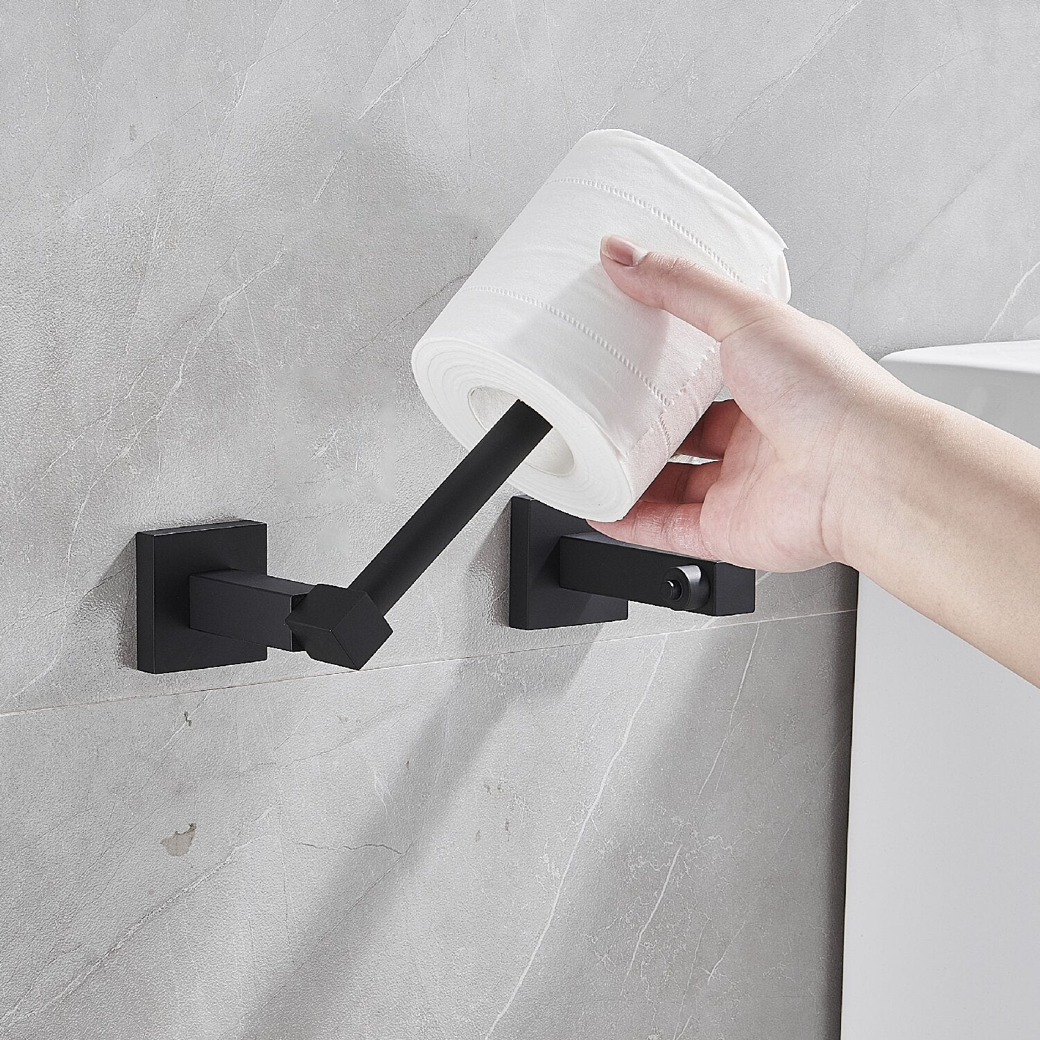 Porta Carta Igienica Girevole In Acciaio Inossidabile Spazzolato - 360° Con Gancio Anticaduta - Kit Di Montaggio Incluso - Per Bagno