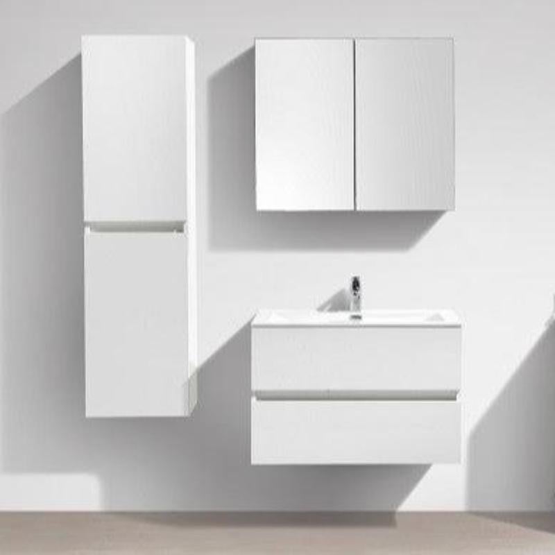 Meuble salle de bain design simple vasque SIENA largeur 80 cm blanc laqué - 8