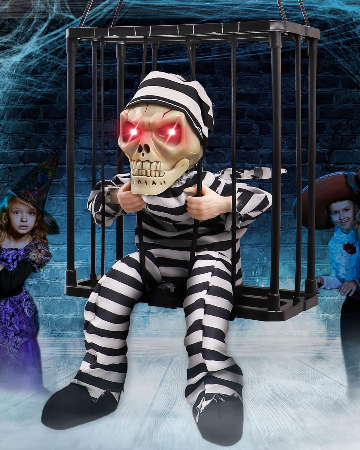 Dekoracje Halloween do zawieszenia, wyjąca animacja, na zewnątrz i wewnątrz, czujnik podczerwieni, czaszka, duch, rekwizyty Halloween