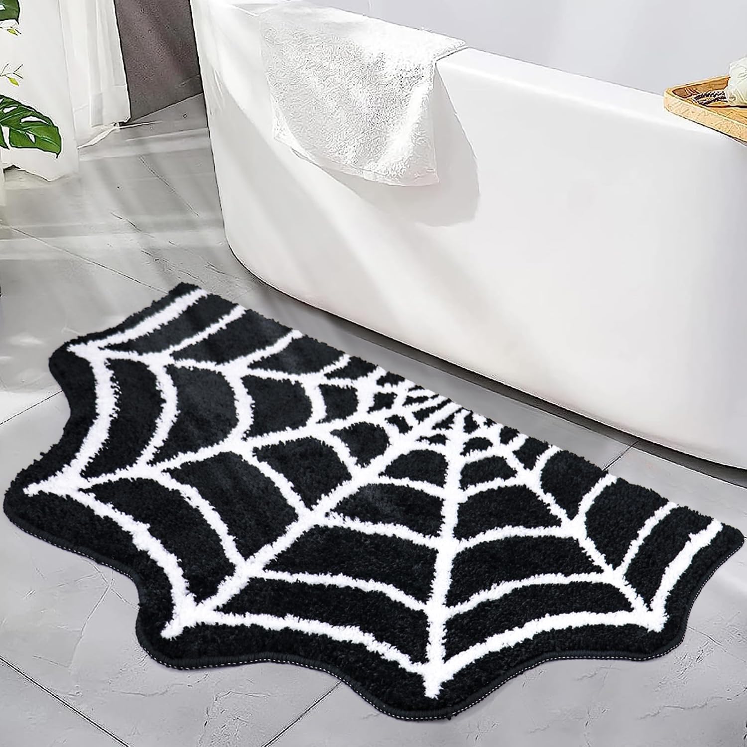 Antypoślizgowy dywanik do łazienki z pajęczyną na Halloween, dywan gotycki, używany do drzwi głównej, salonu, sypialni