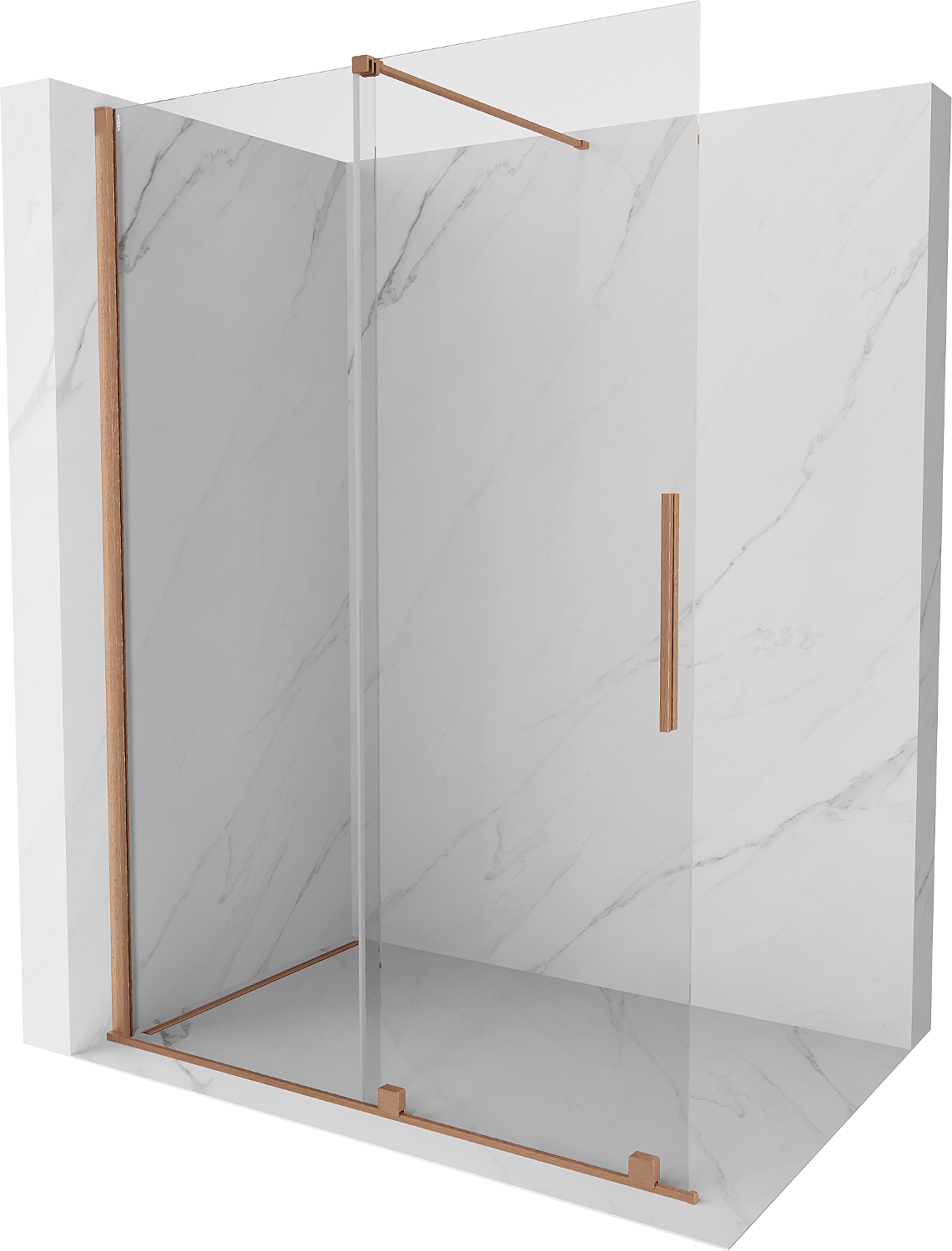 Mexen Velar ścianka prysznicowa rozsuwana Walk-in 140 x 200 cm, transparent 8 mm, miedź szczotkowana - 871-140-000-03-65