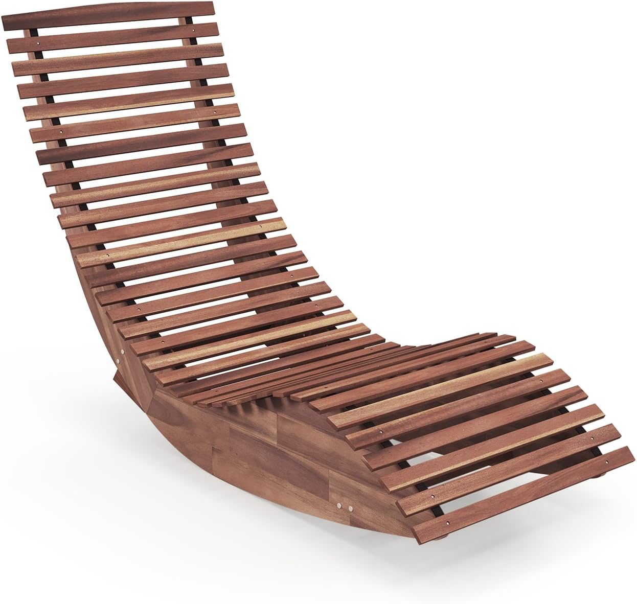 Sedia a dondolo in legno di acacia, sedia a sdraio ergonomica