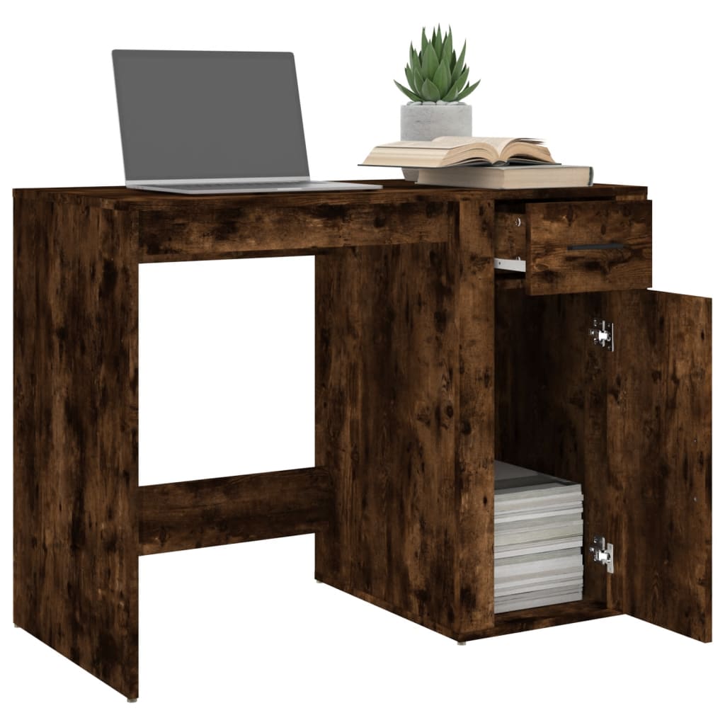 Bureau，Table de travail，Table d'étude Chêne fumé 100x49x75 cm Bois d'ingénierie CWV73186 - 5