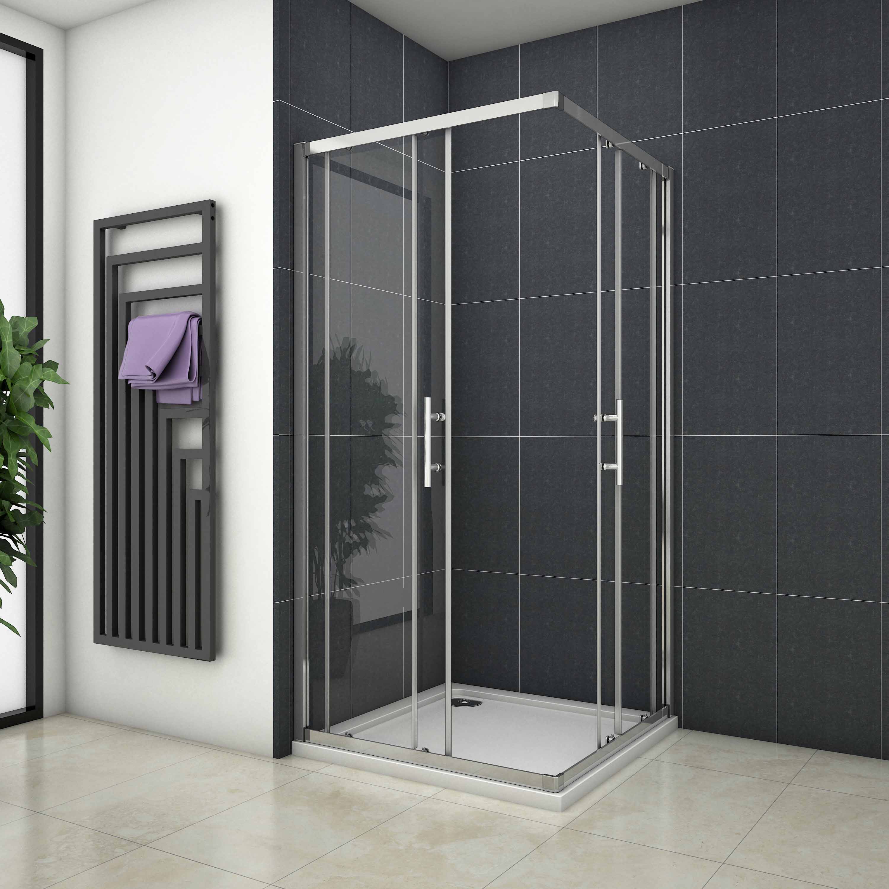 Cabine de douche coulissante l'accès d'angle, Océan cabine de douche carrée 90x90x185cm en verre anticalcaire - 2