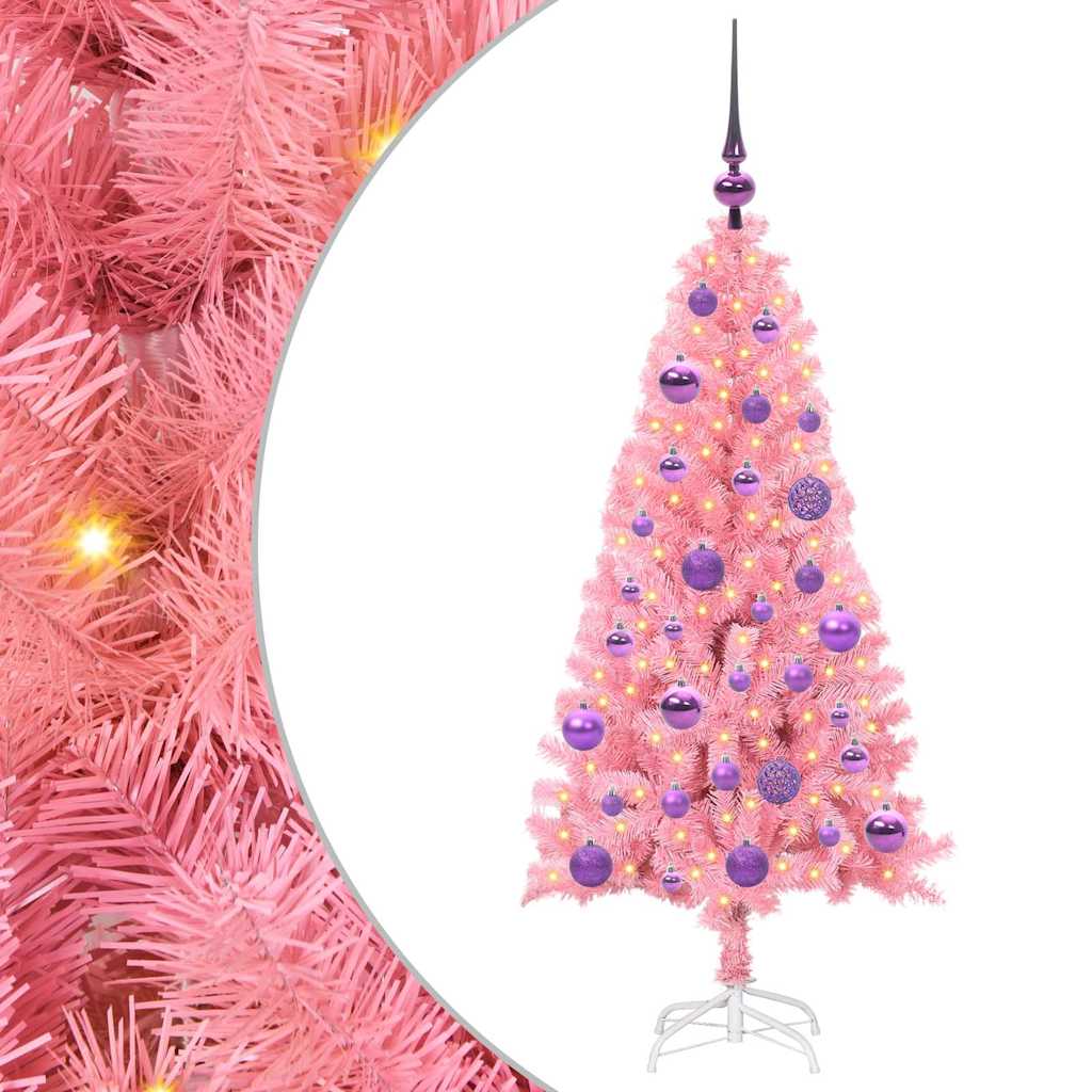 Choinka z 150 diodami LED z podstawą Różowy 120 cm PVC