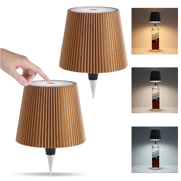 Zestaw 2 złotych bezprzewodowych lamp biurkowych, lampa LED do ładowania, lampka nocna, dotykowa lampa biurkowa 3000K/4000K/6000K