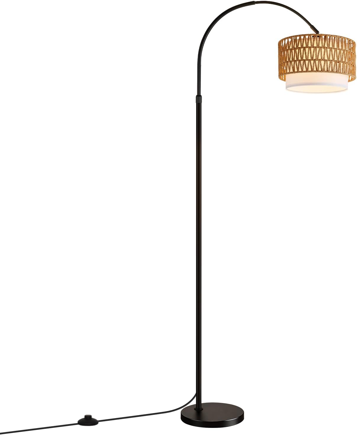 ZMH Lampadaire incurvé vintage noir E27 avec éclairage à intensité variable interrupteur au pied télécommande rotation à 350 degrés pour salon chambre - 9