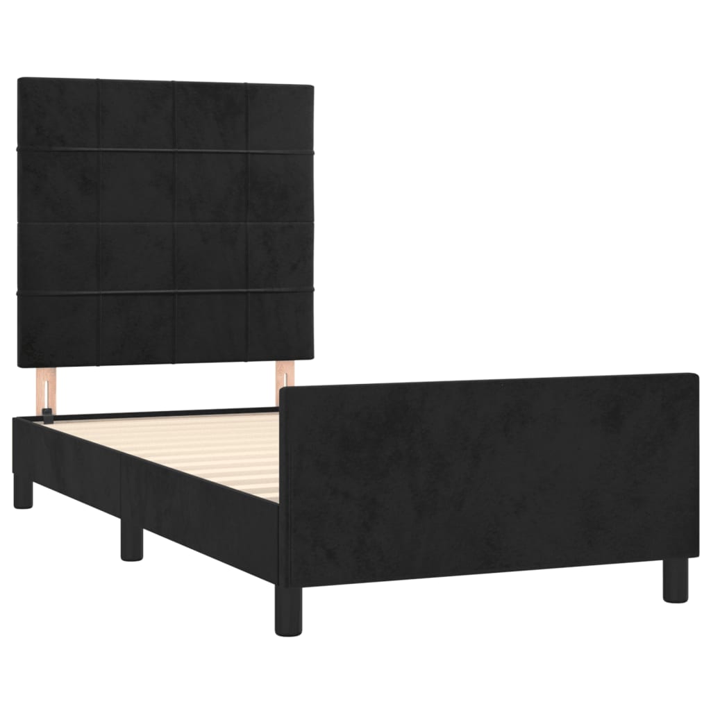 Cadre de lit sans matelas noir 100 x 200 cm en velours - 4