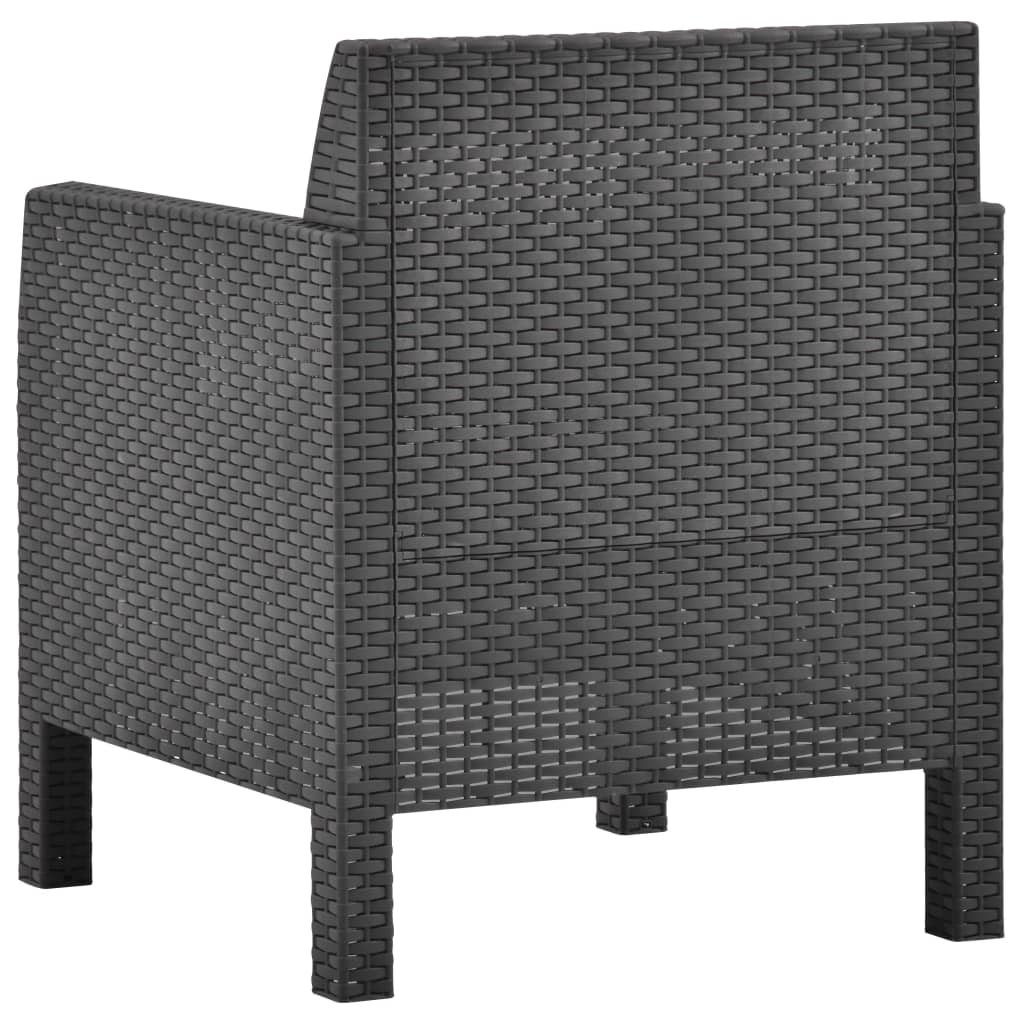 Chaise de jardin | Siège de Terrasse | Chaise d'extérieur avec coussin PP Rotin Anthracite CFW601024 - 4