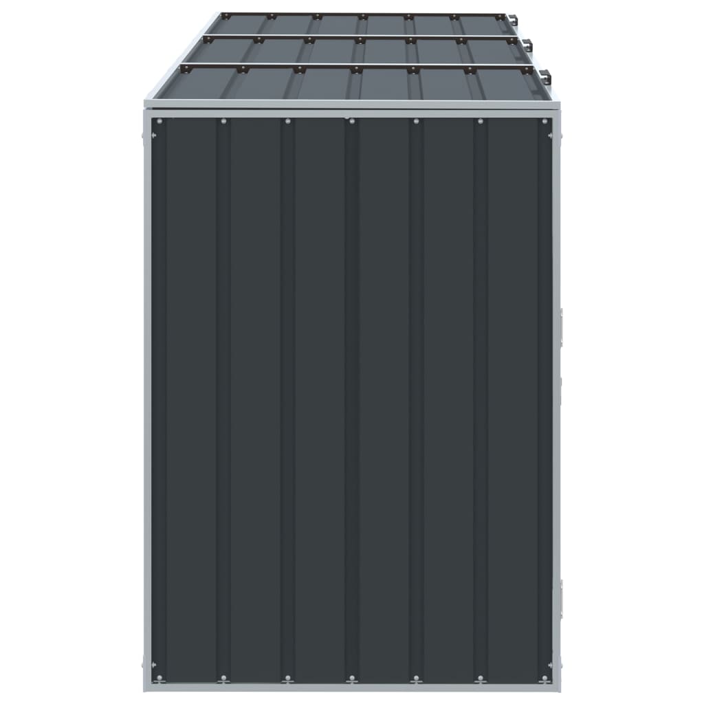 Rangement à roulettes pour poubelles pour trois bacs acier vidaXL - 6