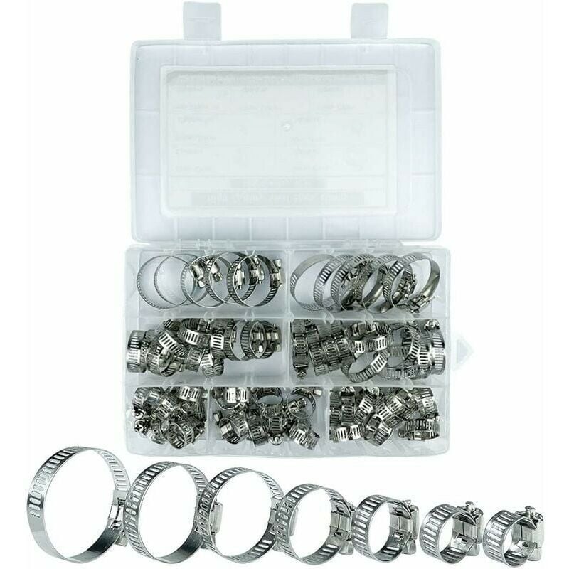 Obejma zaciskowa, Obejma zaciskowa Inox, 60 sztuk Obejmy Zaciskowe Inox, 8-38mm 7 Różnych Rozmiarów, Do Basenów, Pralki, Zmywarki